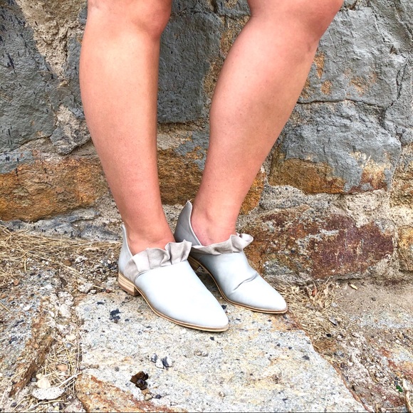 New! Grey Slip On Bootie with Ruffle and Zipper - Picture 4 of 13